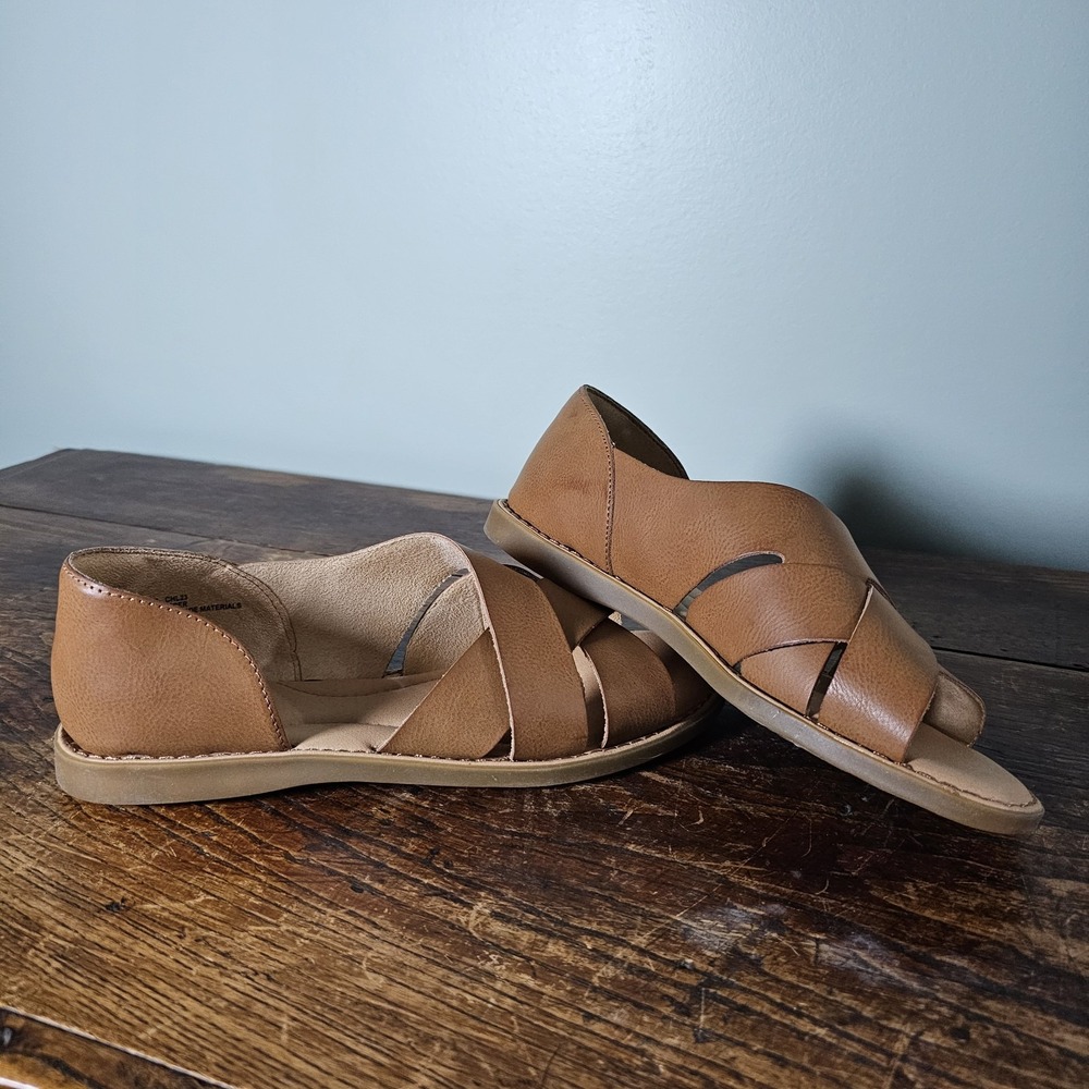 Boc Women's Brown D'Orsays Leather Gladiator Slip On Comfort Shoe Size 8M